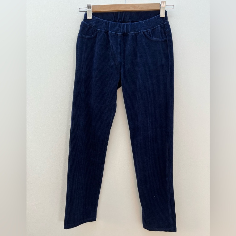 NWT Hanna Andersson Ribbed Velour Leggings Pants - Navy Blue